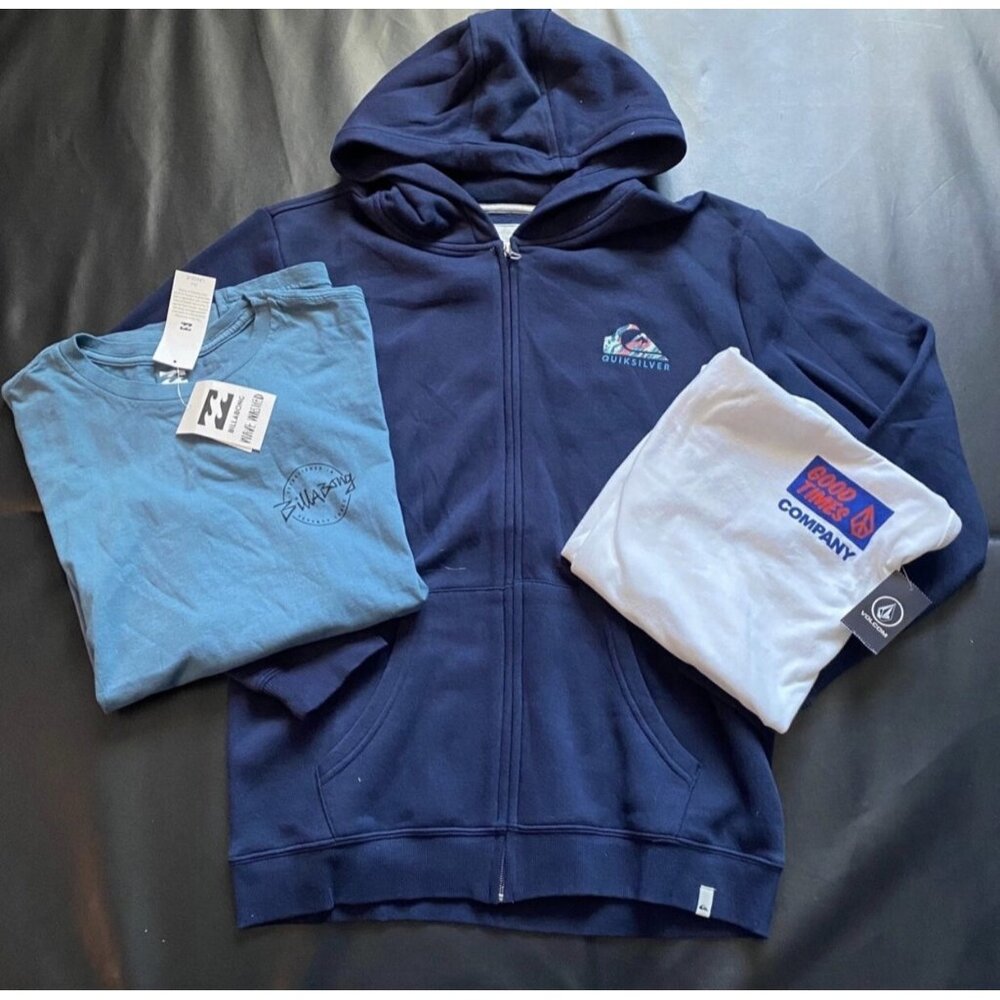 NWT Quiksilver Hoodie & Tees Bundle Boys Youth Size XL